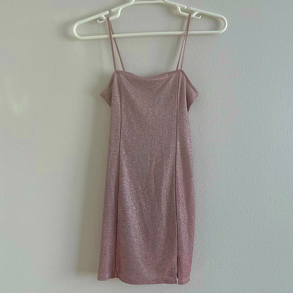 Baby Pink Sparkly Mini Dress